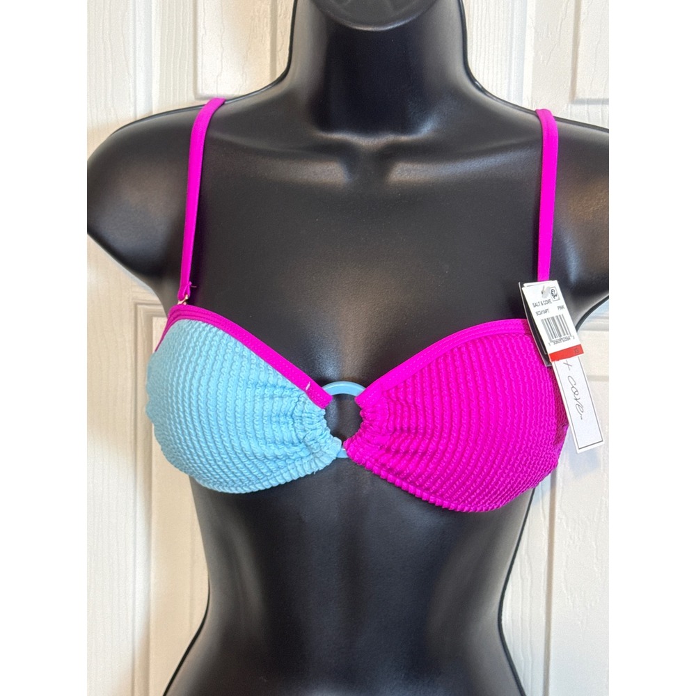 Salt & Cove Color Block Bikini Top Ring‎ Accent Swimsuit Beach XS